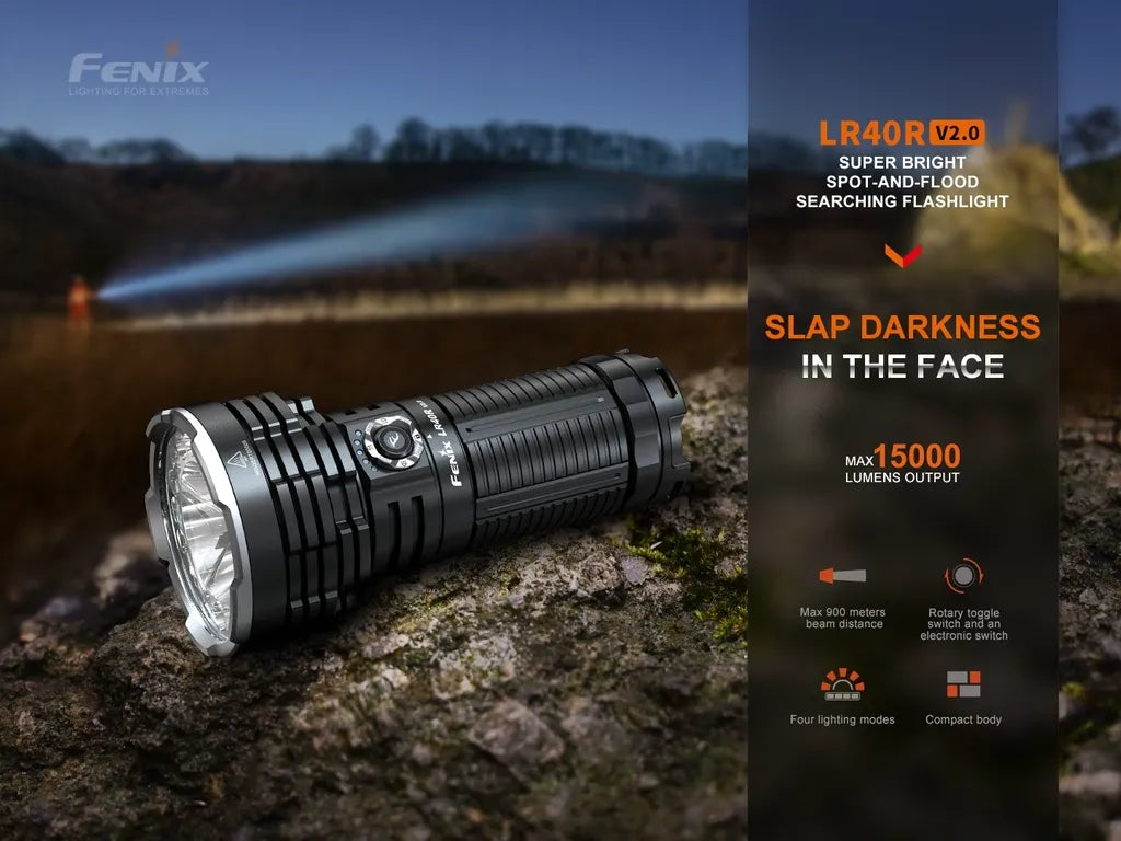 Fenix LR40R V2.0 – Super Bright Spot-And-Flood Searching Flashlight with USB Discharging Function
