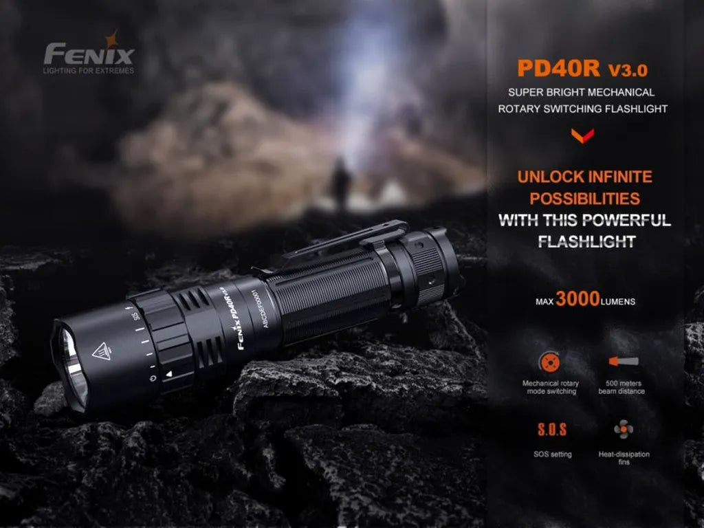Fenix PD40R V3.0 – Mechanical Rotary Switching Rechargeable Flashlight