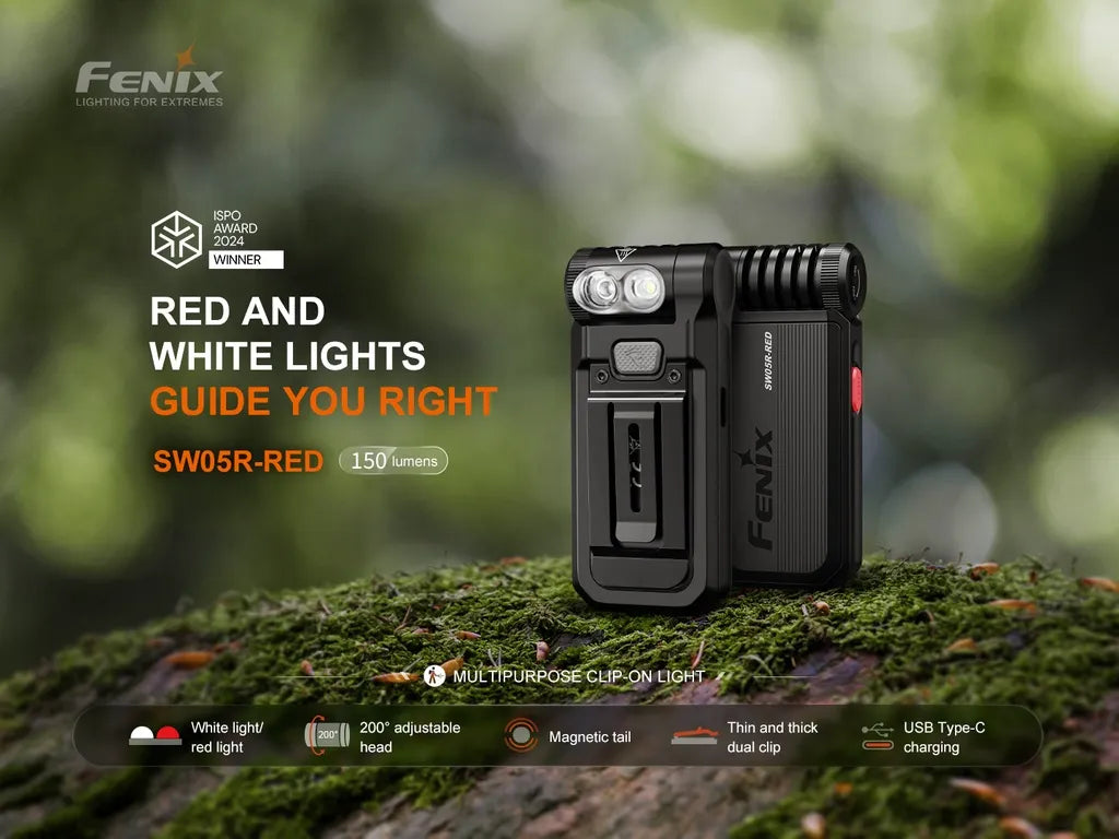 Fenix SW05R-RED – Multipurpose Clip-on Light with Red and White Light Sources