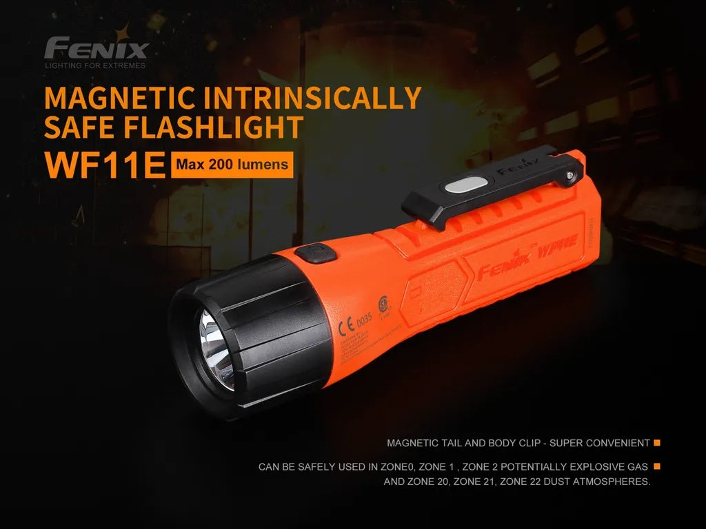 Fenix WF11E – Intrinsically Safe Flashlight with Magnetic Tail and Clip