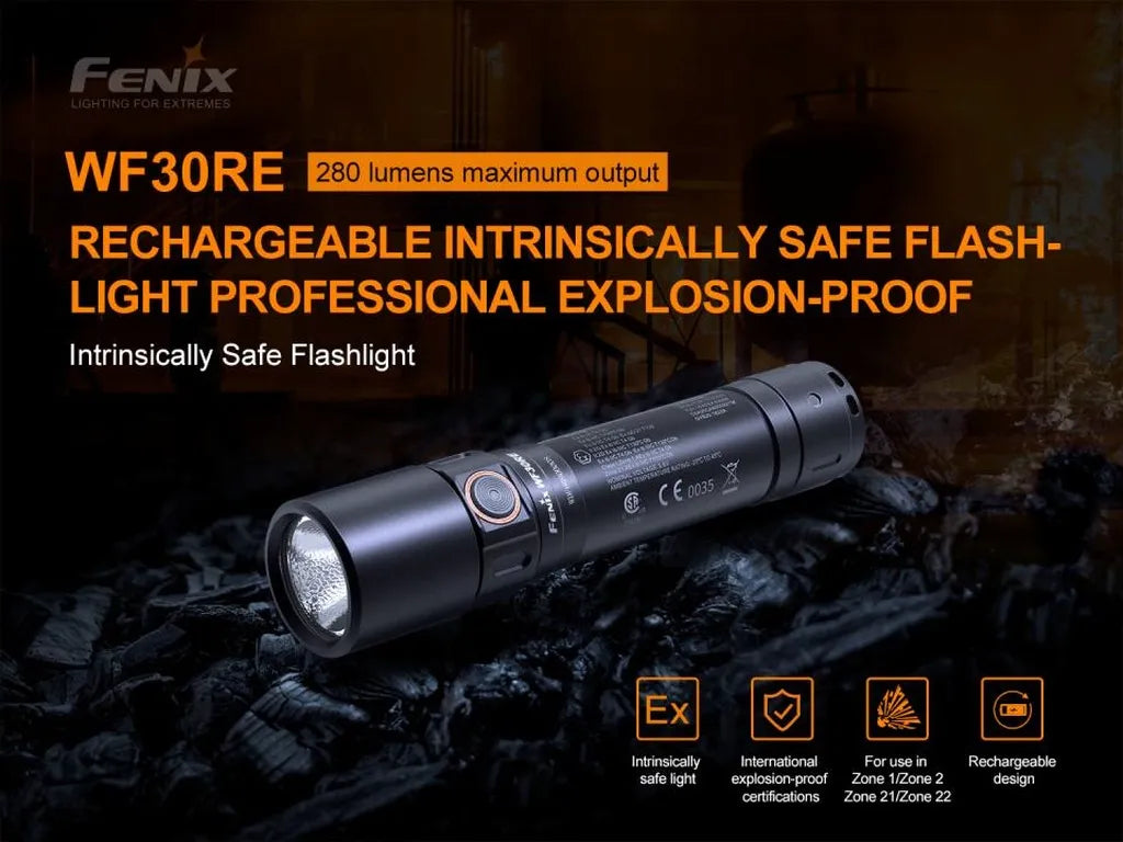 Fenix WF30RE – Rechargeable Intrinsically Safe Metal-Body Flashlight